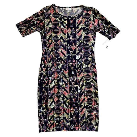 NWT | Lula Roe | Black Printed T-Shirt Dress | Size: Large - Picture 3 of 8